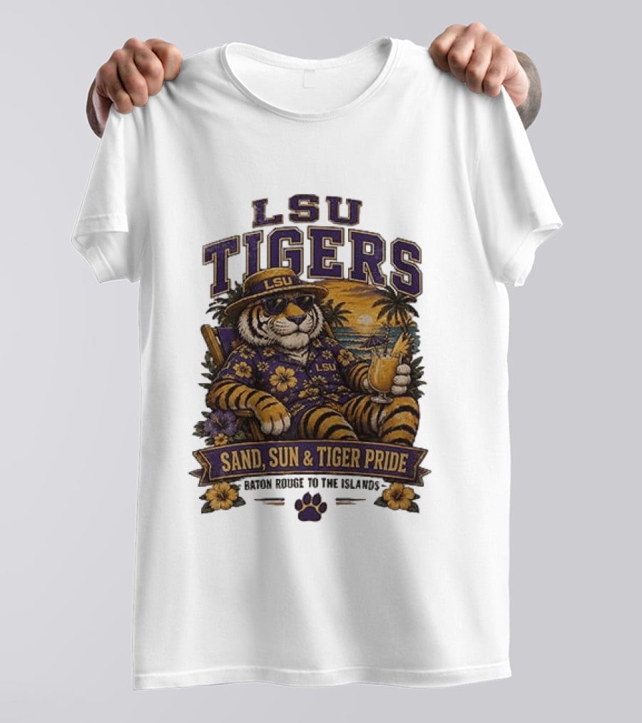 LSU Tigers Sand Sun And Tiger Pride Baton Rouge To The Islands T-Shirt