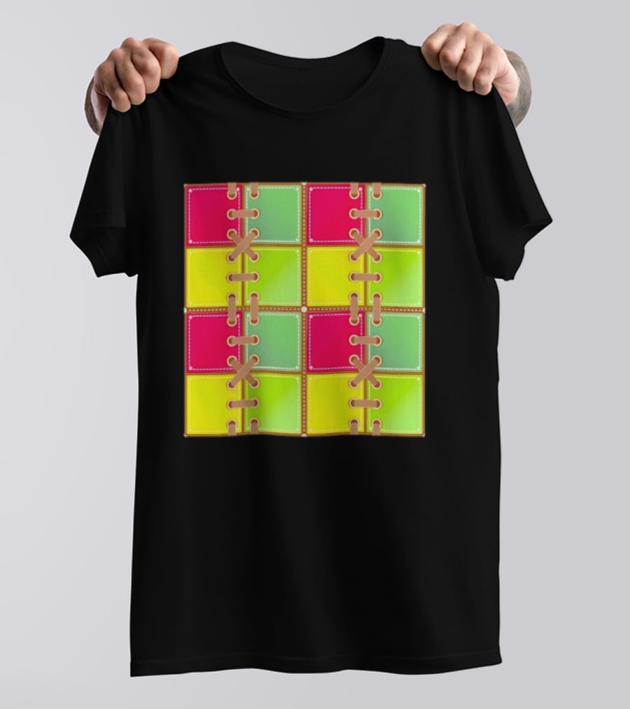 Seamless Laces Cut Vibrant Quadrant Squares T-Shirt