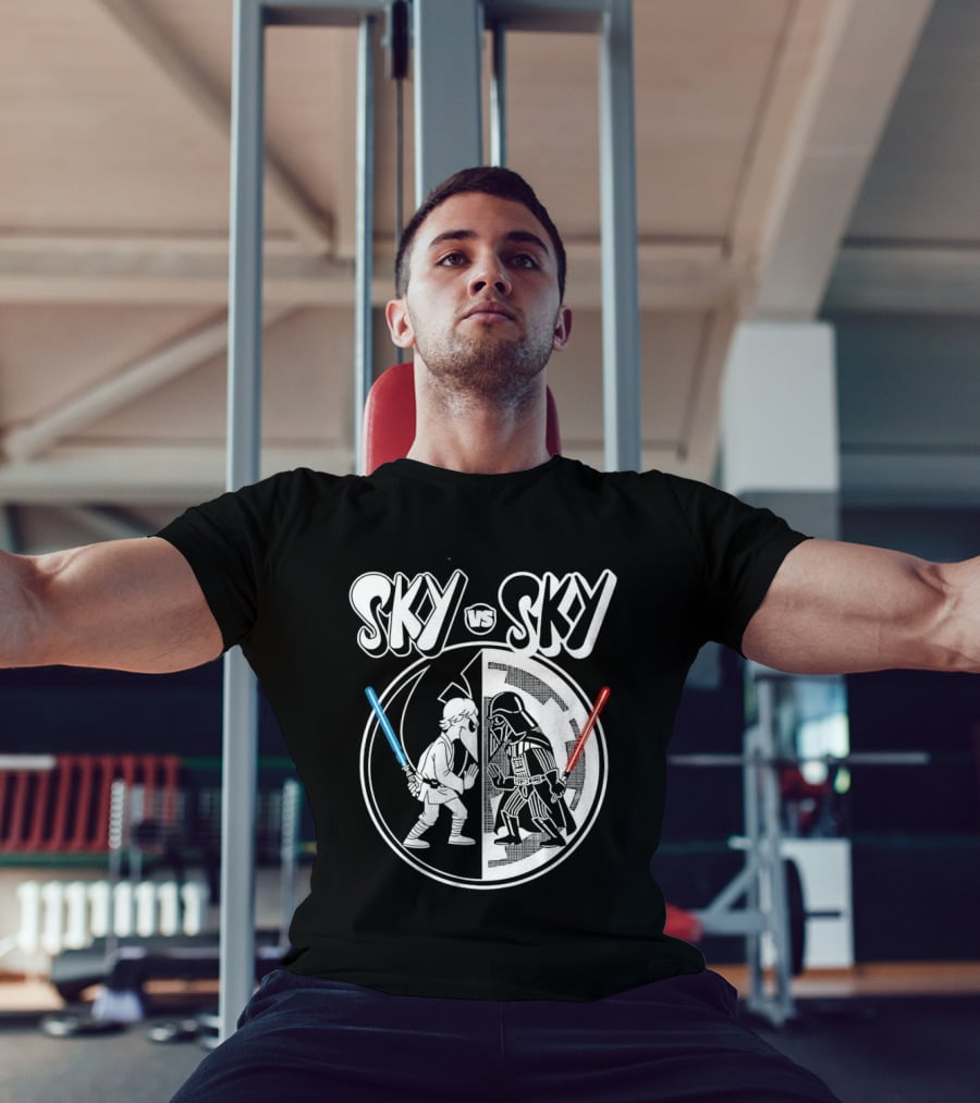 Sky Vs Sky Luke Skywalker Darth Vader Lightsaber Duel T-Shirt