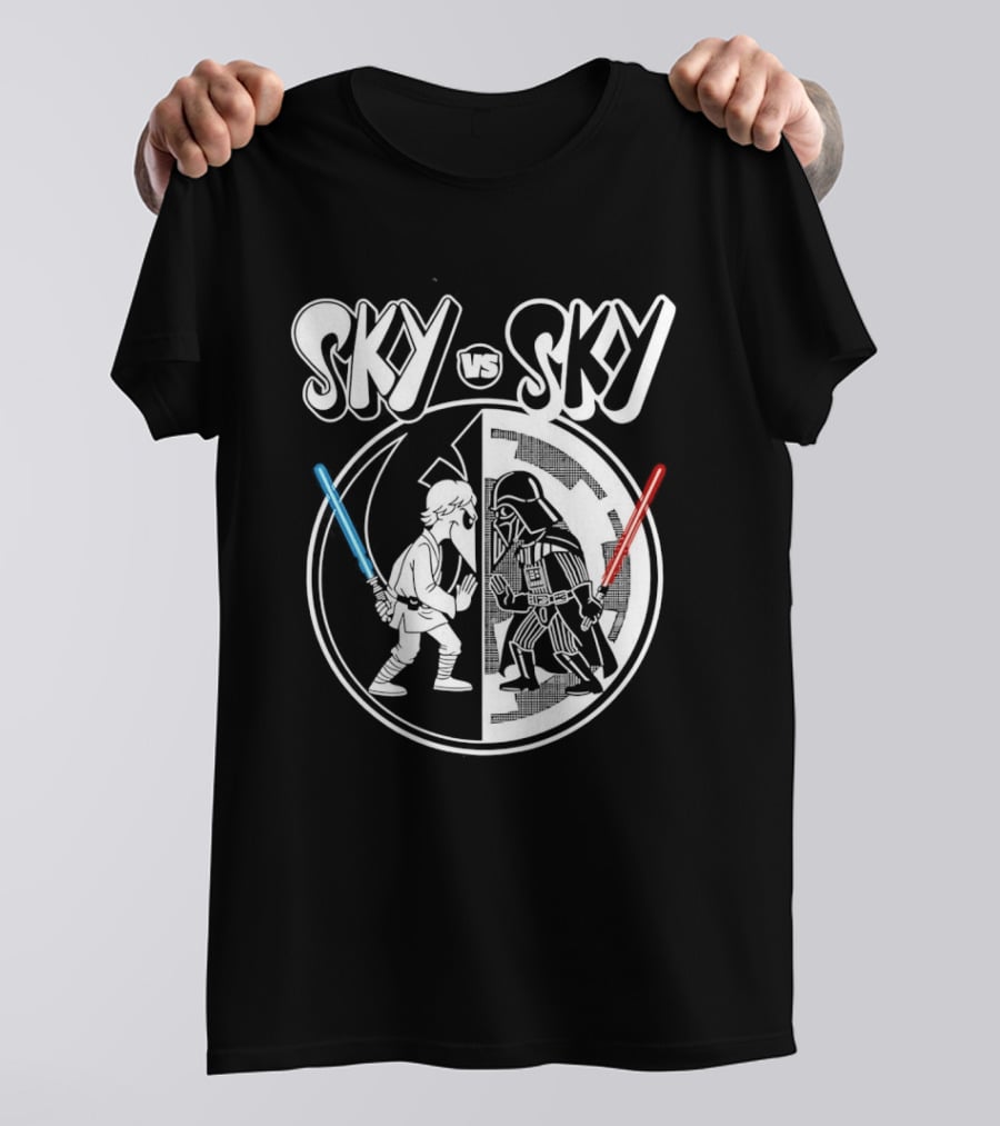 Sky Vs Sky Luke Skywalker Darth Vader Lightsaber Duel T-Shirt