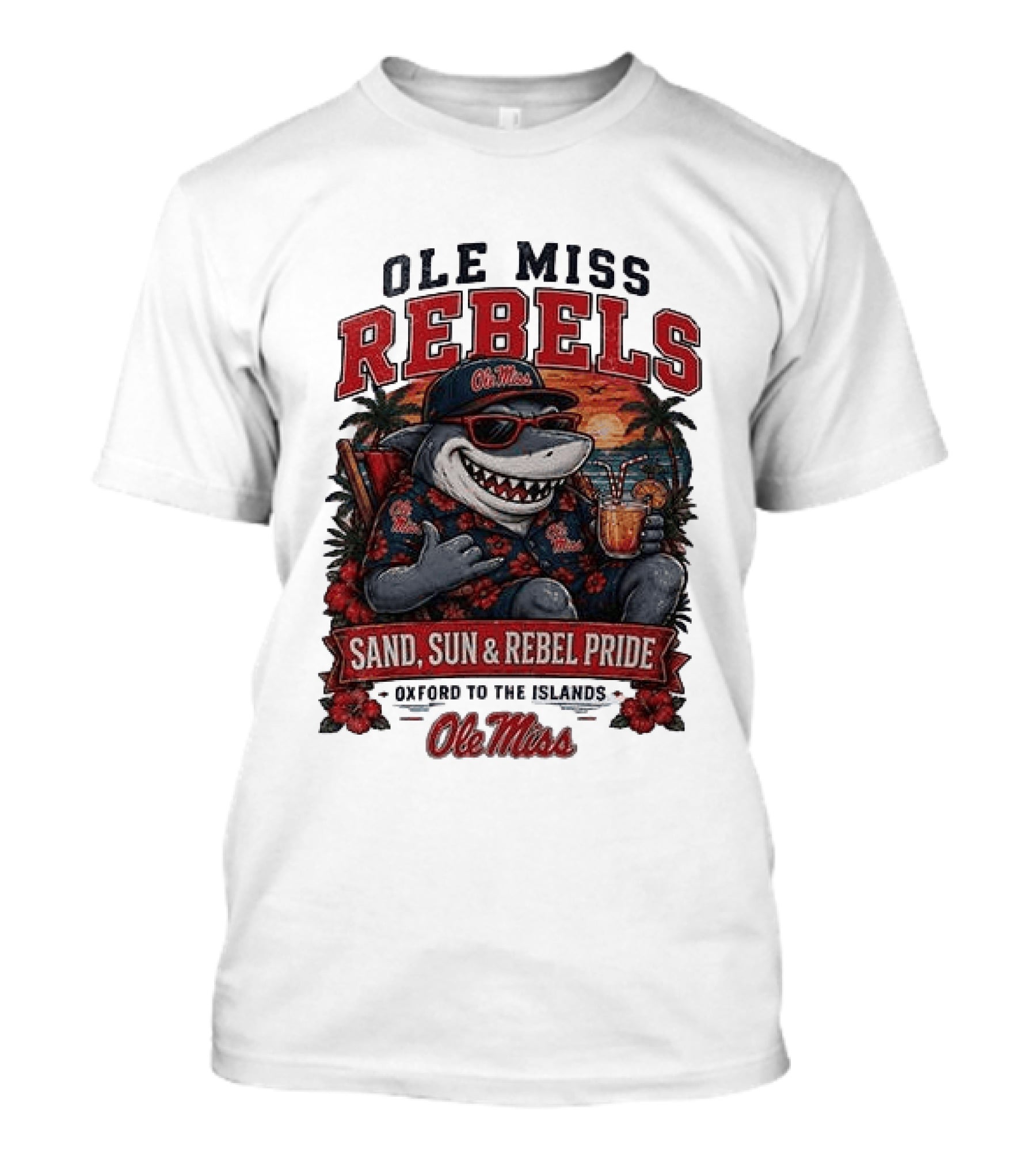 Ole Miss Rebels Shark Sand Sun Rebel Pride Oxford To The Islands T-Shirt