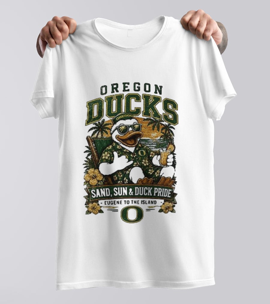 Oregon Ducks Sand Sun Duck Pride Eugene To The Island T-Shirt