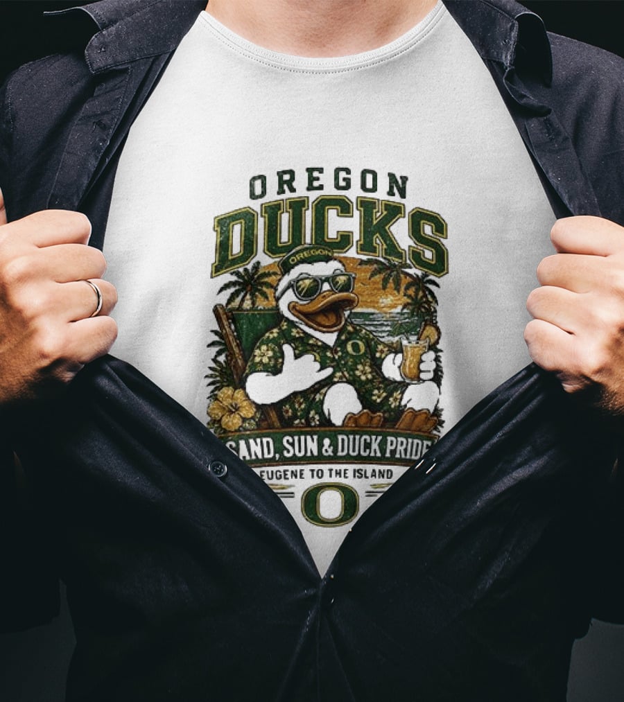 Oregon Ducks Sand Sun Duck Pride Eugene To The Island T-Shirt