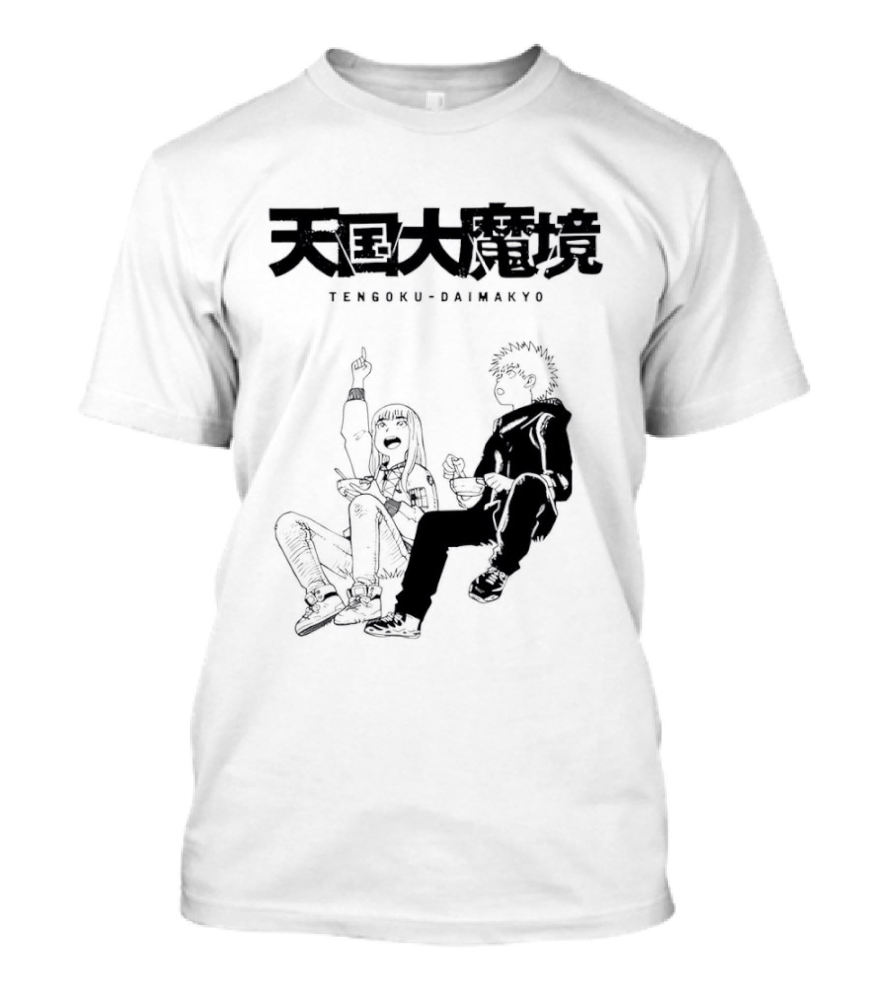 Tengoku Daimakyo Anime Characters Sitting Together Eating T-Shirt