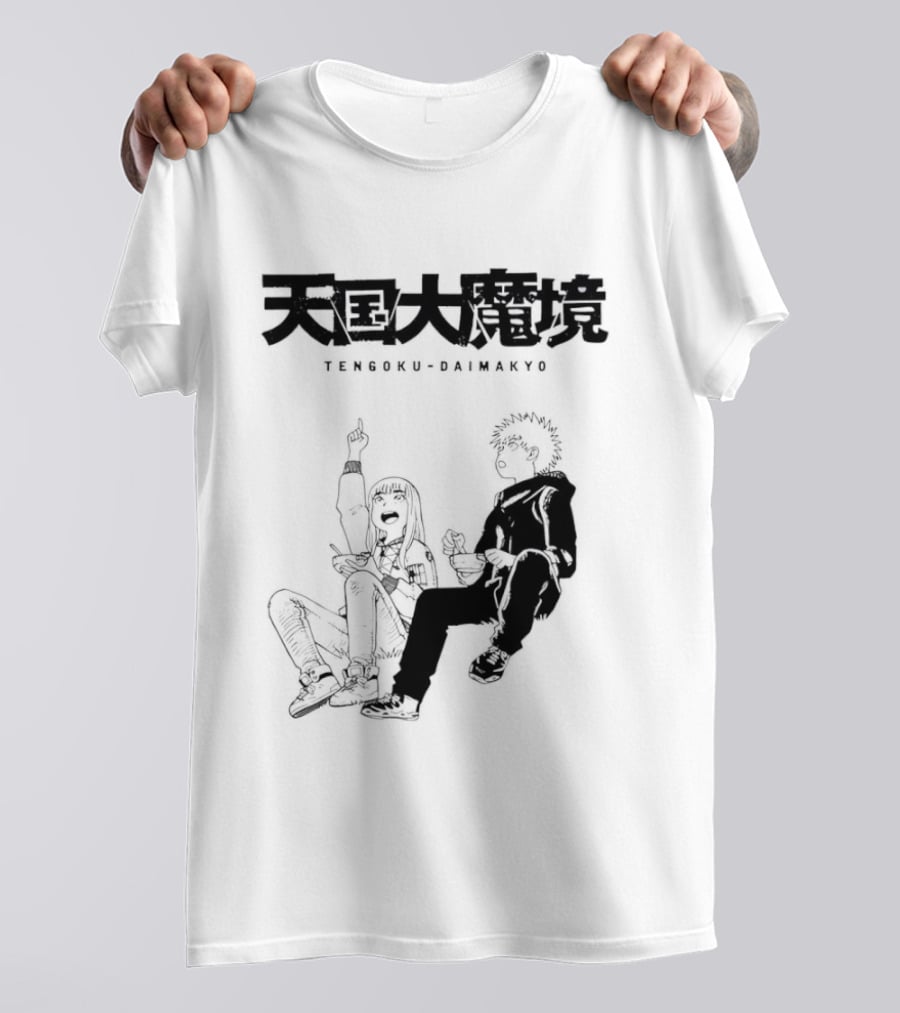 Tengoku Daimakyo Anime Characters Sitting Together Eating T-Shirt