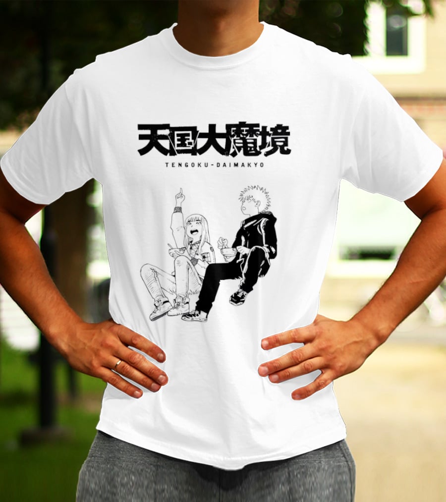 Tengoku Daimakyo Anime Characters Sitting Together Eating T-Shirt