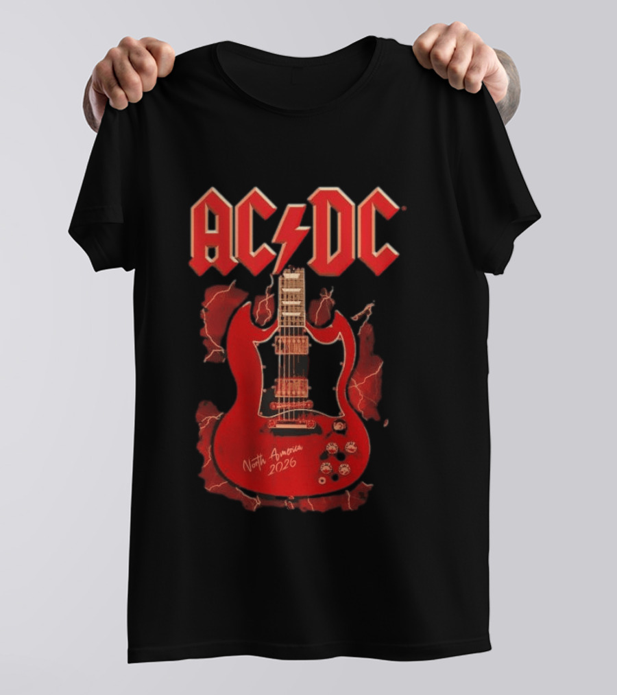 ACDC PWR Up Tour 2026 North America Angus Guitar Electro T-Shirt