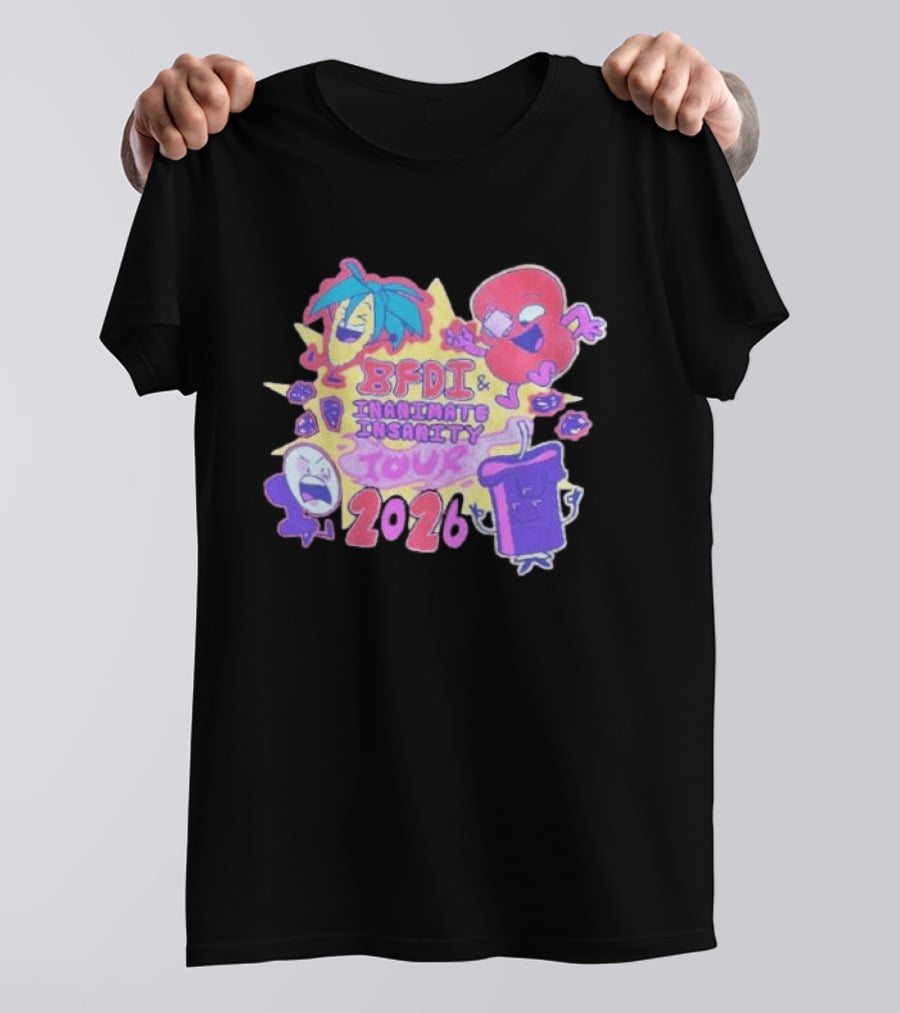BFDI & Inanimate Insanity Tour 2026 Characters And Fun Adventure T-Shirt