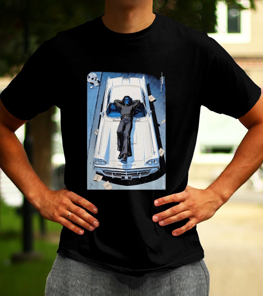 Filter Charlotte You Are The Content Now Tour Blue Skull Man On Classic Car T-Shirt