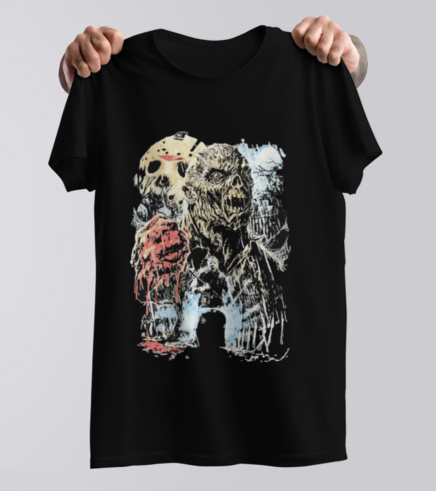Jason Voorhees Classic Mask And Horror Icons Friday The 13th T-Shirt