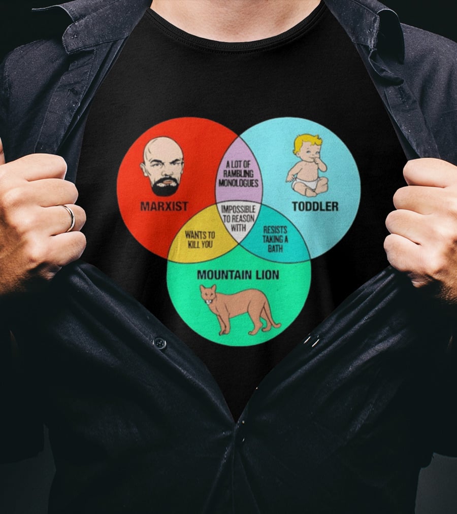 Venn Diagram Humor Marxist Toddler Mountain Lion Impossible To Reason T-Shirt