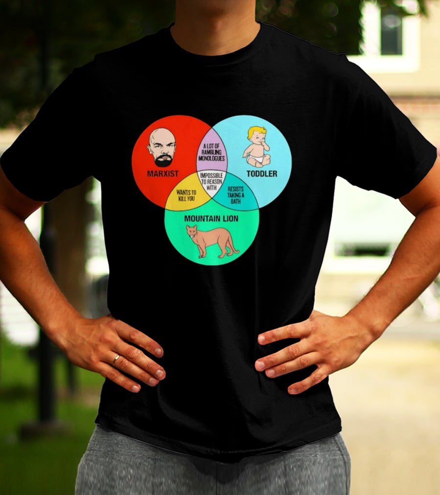 Venn Diagram Humor Marxist Toddler Mountain Lion Impossible To Reason T-Shirt