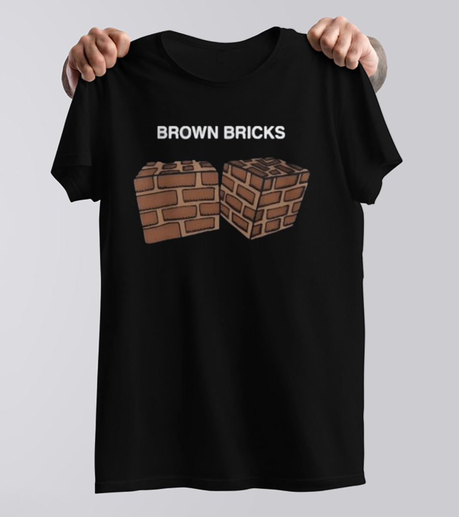 Mike Matei Brown Bricks Textured Cubes T-Shirt