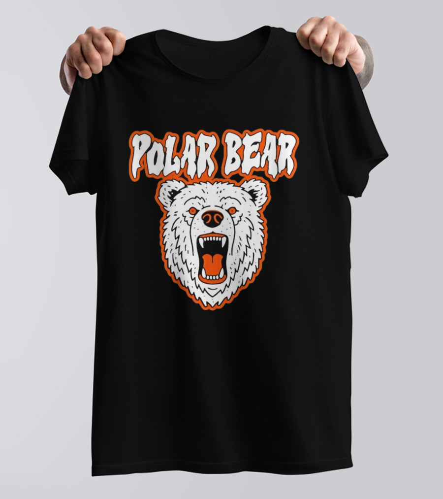 Polar Bear Roaring White Bear Face Orange Accents T-Shirt