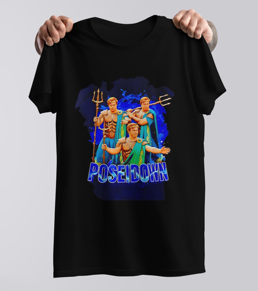 Poseidown Trident Meme Poseidon Blue Cape T-Shirt
