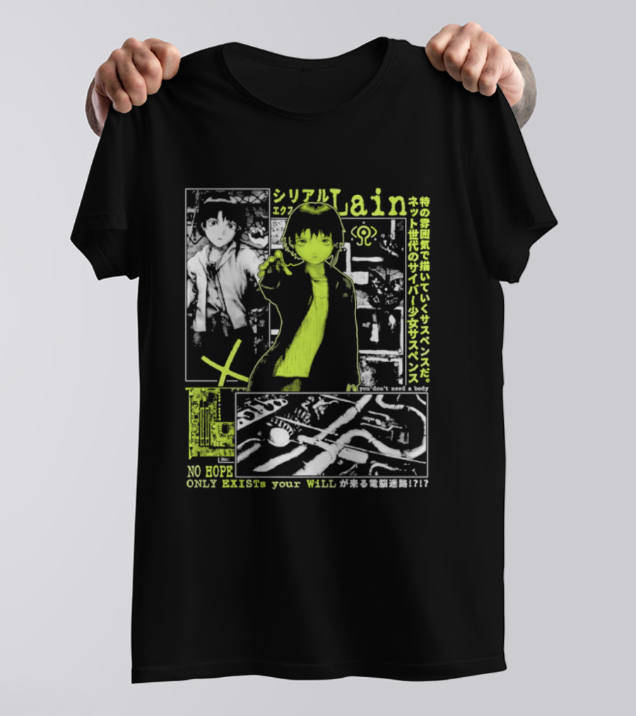 Serial Experiments Lain Cyber Anime No Body Only Exist Your Will T-Shirt