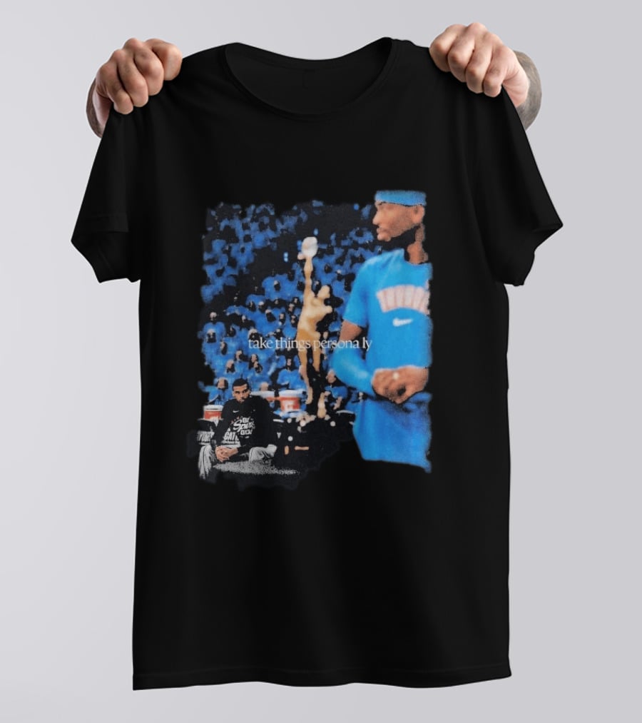 Shai Gilgeous Alexander Take Things Personally Blue Outfit And Black T-Shirt
