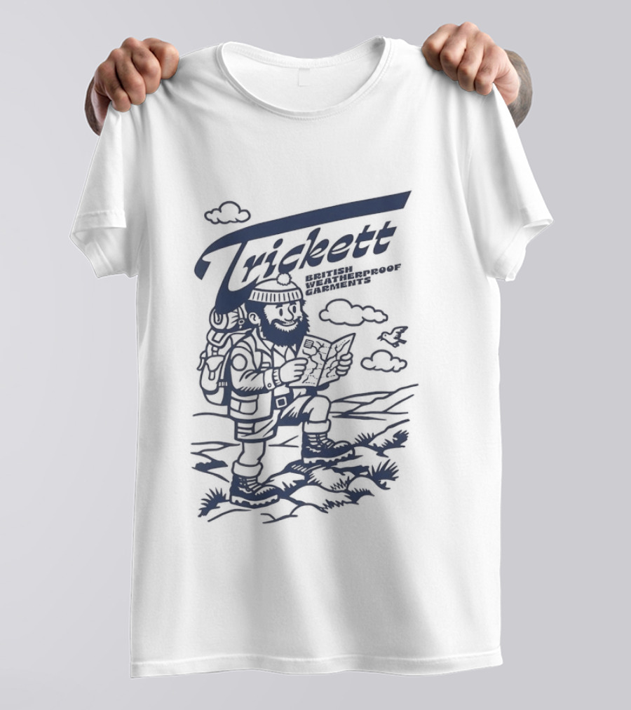 Trickett Hiker In British Landscape With Weatherproof Gear T-Shirt