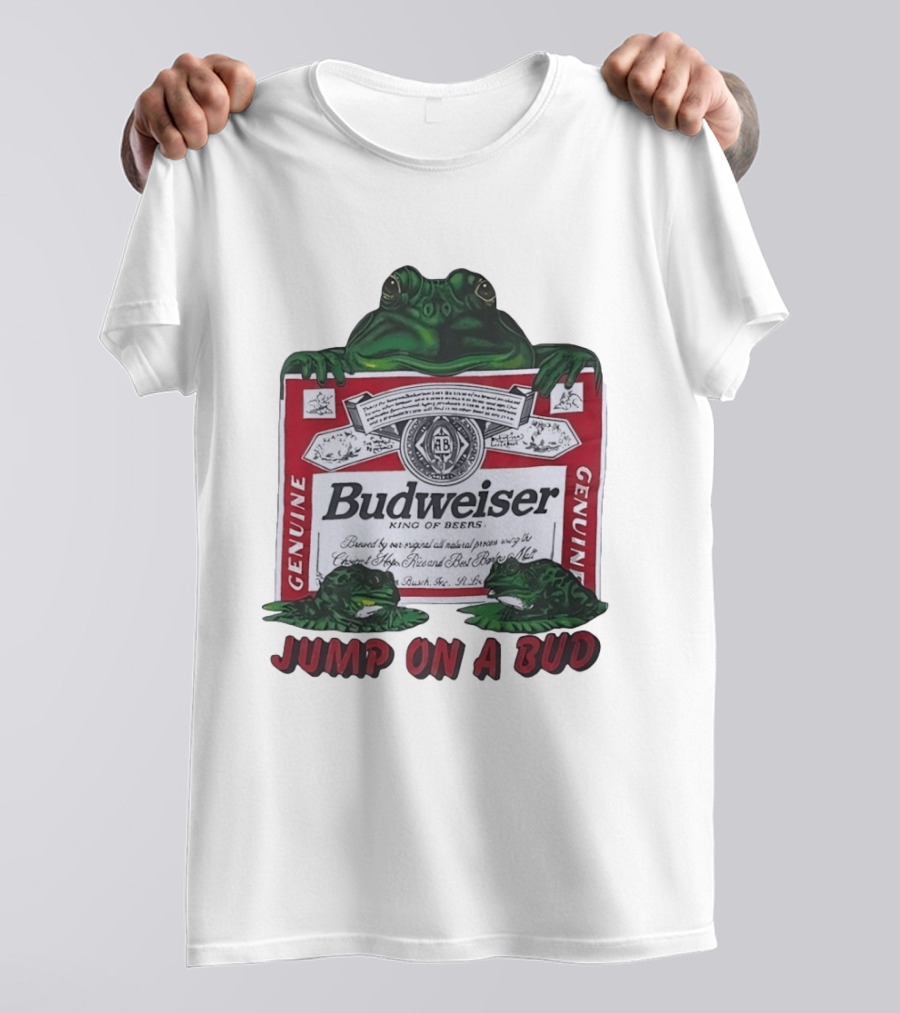 Budweiser Genuine King Of Beers Frogs Jump On A Bud T-Shirt