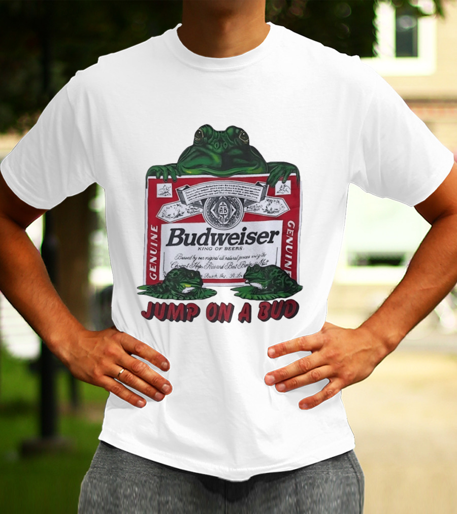 Budweiser Genuine King Of Beers Frogs Jump On A Bud T-Shirt