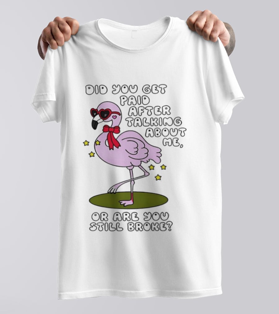 Did You Get Paid After Talking About Me Flamingo Are You Still Broke T-Shirt