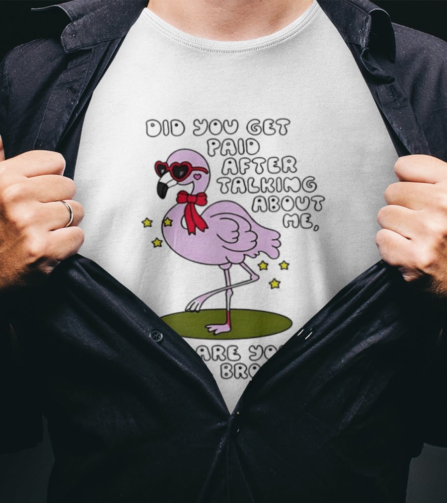 Did You Get Paid After Talking About Me Flamingo Are You Still Broke T-Shirt