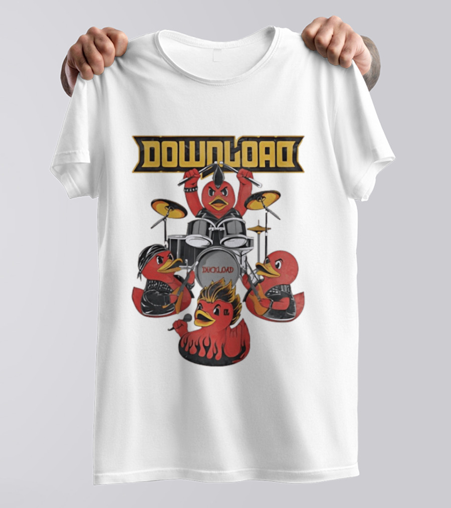 Download Festival Duck Band Rock Drummers T-Shirt