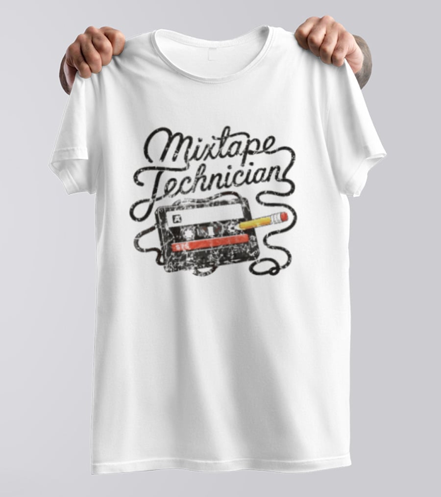 Mixtape Technician Cassette Tape 90s Nostalgia Pencil Retro Music Fans T-Shirt