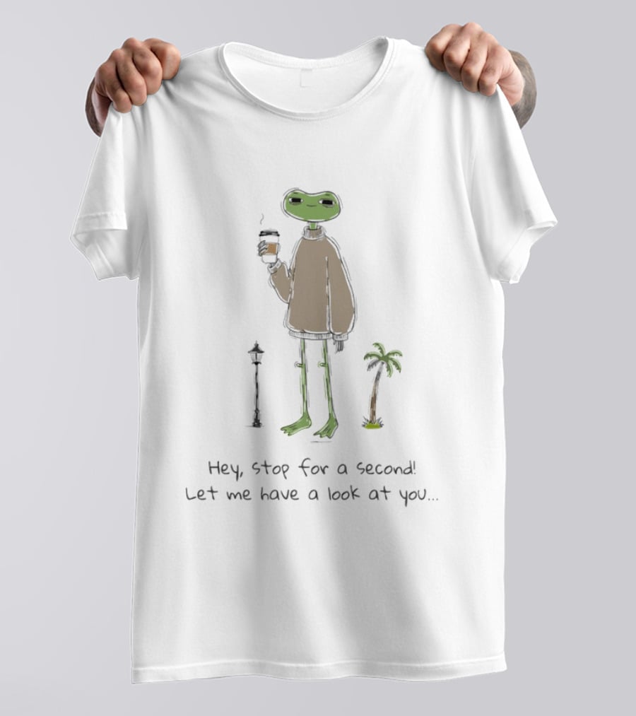 Hey Stop For A Second Frog Let Me Have A Look At You Coffee Palm Tree T-Shirt