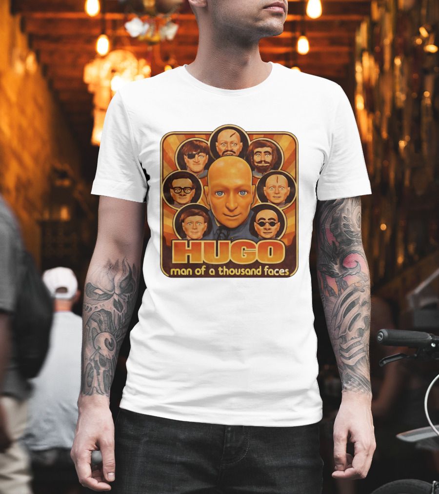 Hugo Man Of A Thousand Faces Ventriloquist Dummy Mask Collection T-Shirt