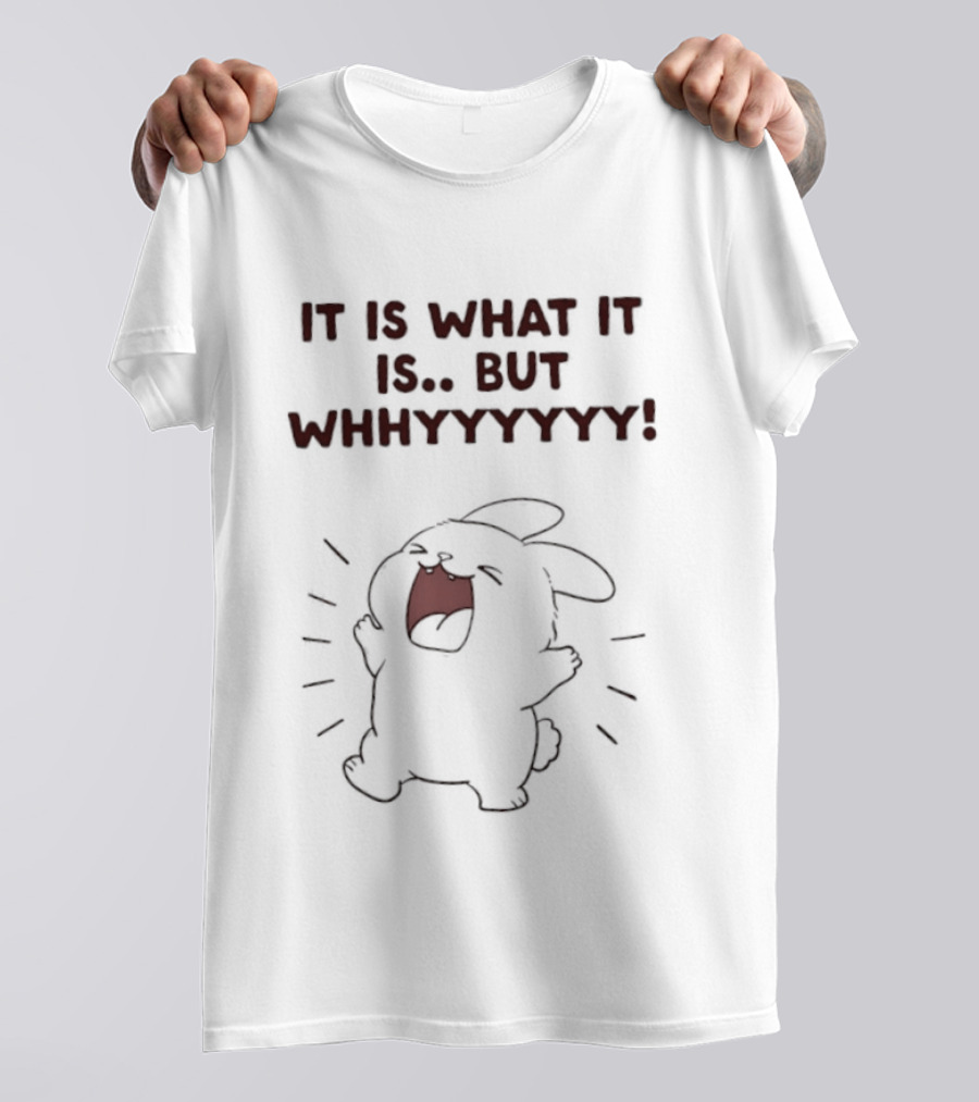 It Is What It Is But Whyyyyyy Bunny Crying Cartoon T-Shirt