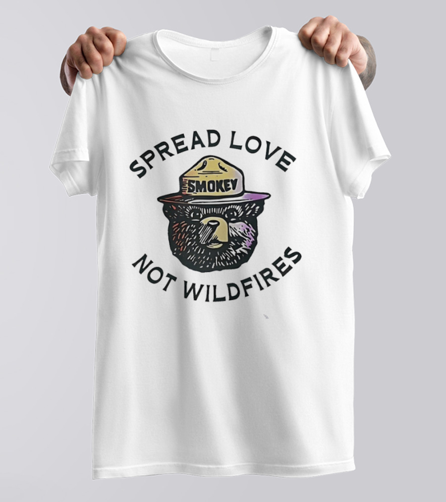 Smokey Bear Spread Love Not Wildfires Forest Fire Prevention Campaign T-Shirt