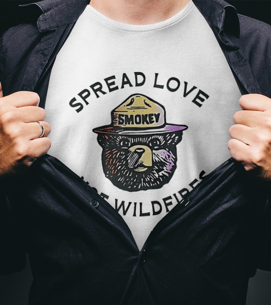 Smokey Bear Spread Love Not Wildfires Forest Fire Prevention Campaign T-Shirt