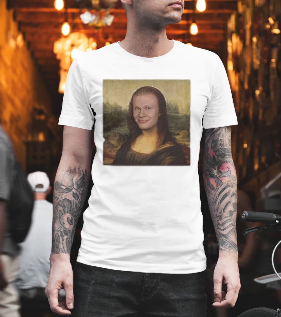 Mona Lisa Erling Haaland Meme Face Fusion T-Shirt