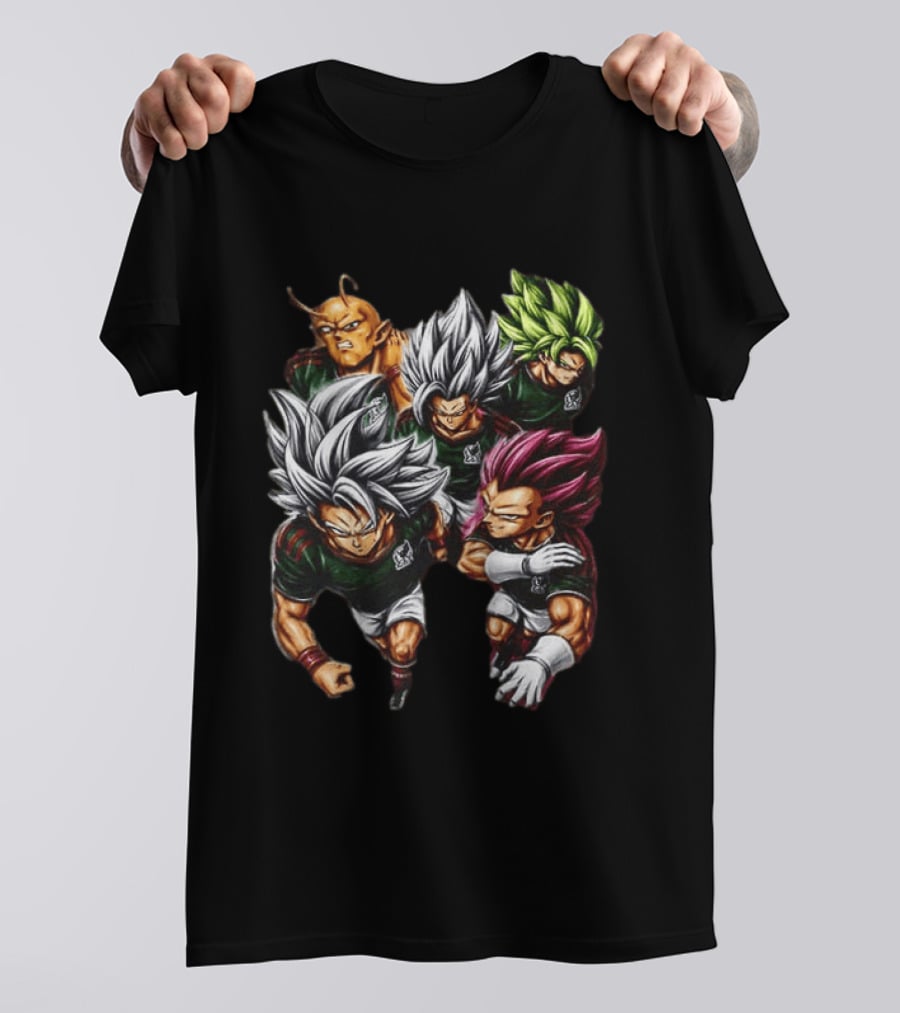 Goku Vegeta Dragon Ball Mexico Soccer Collaboration Game Time Two Sided T-Shirt