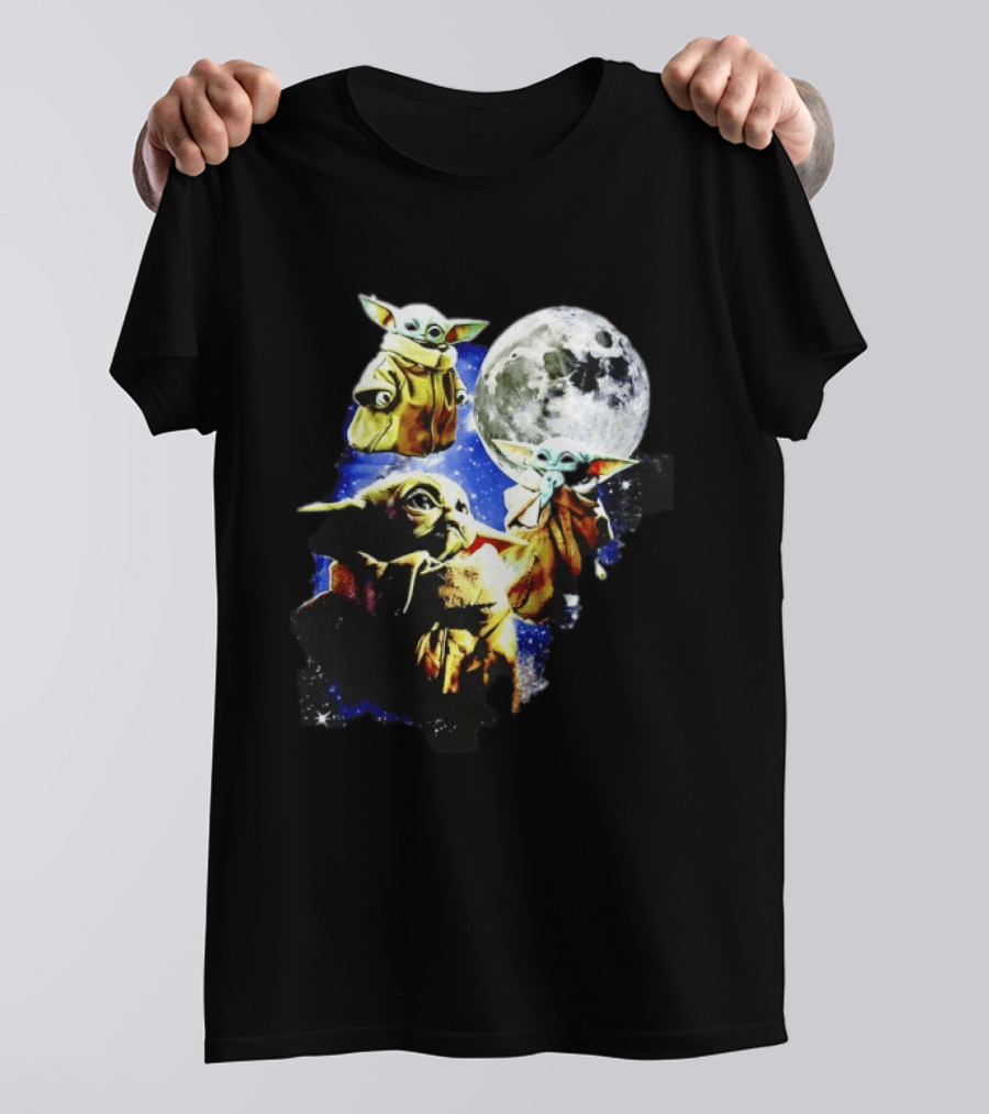 Grogu Star Wars The Mandalorian Baby Yoda Three Wolves Moon T-Shirt