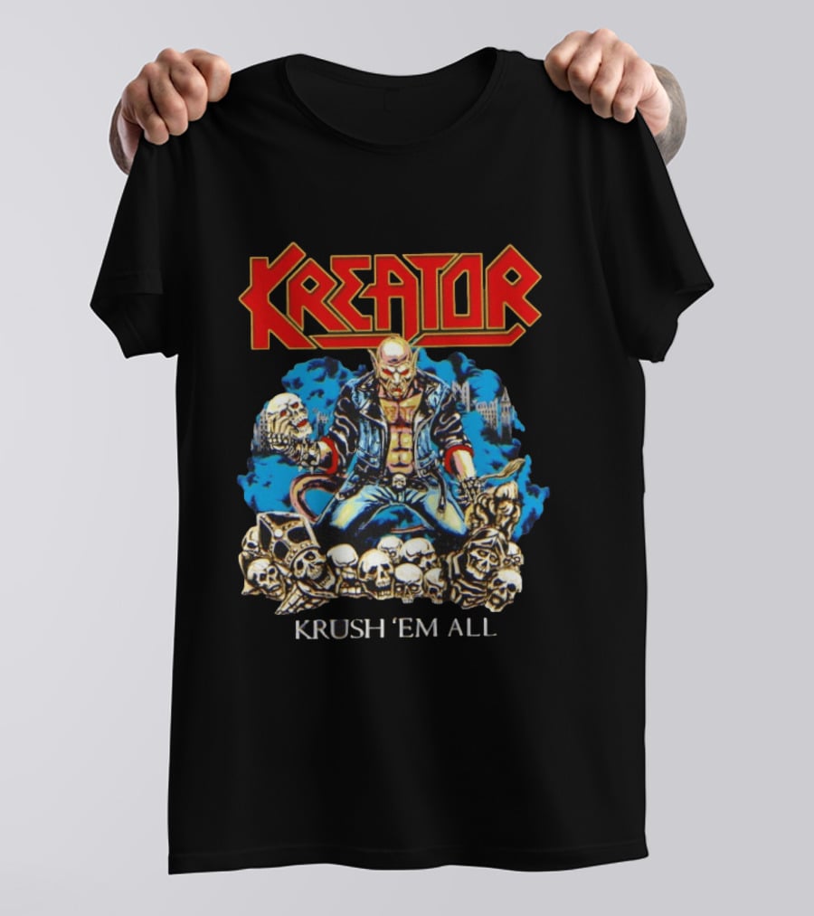 Kreator Krush 'Em All Thrash Metal Skulls And Warrior T-Shirt