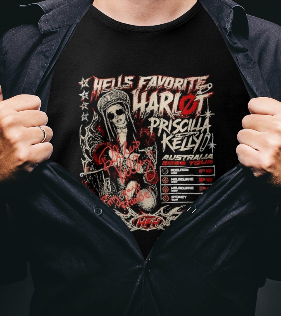 Hells Favorite Harlot Priscilla Kelly Australia 2026 Tour Dates T-Shirt