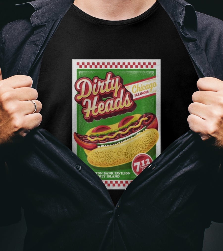 Dirty Heads Huntington Bank Pavilion Chicago Illinois Hot Dog July 12 2026 T-Shirt