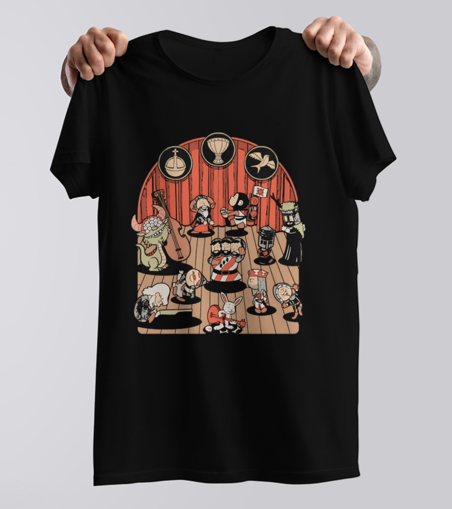 Monty Python And The Holy Grail Medieval Band Peanuts Style Scene T-Shirt