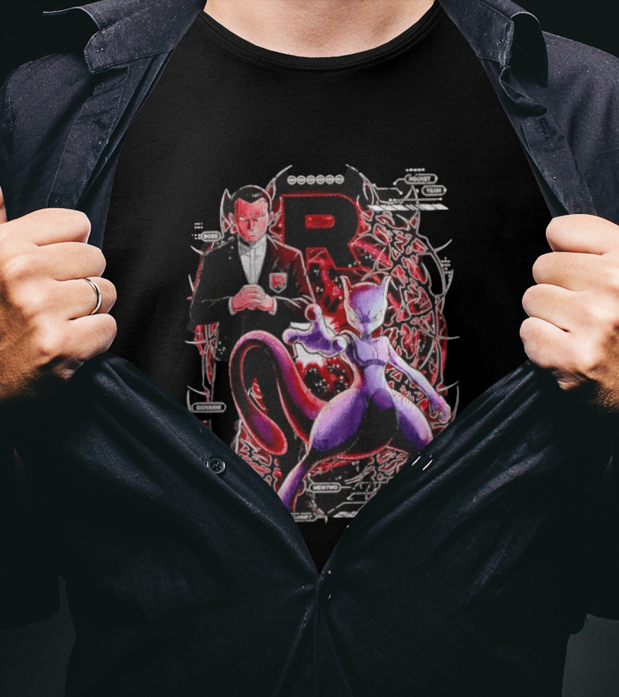 Giovanni Boss Team Rocket Mewtwo Dynamic Pokemon Collaboration T-Shirt