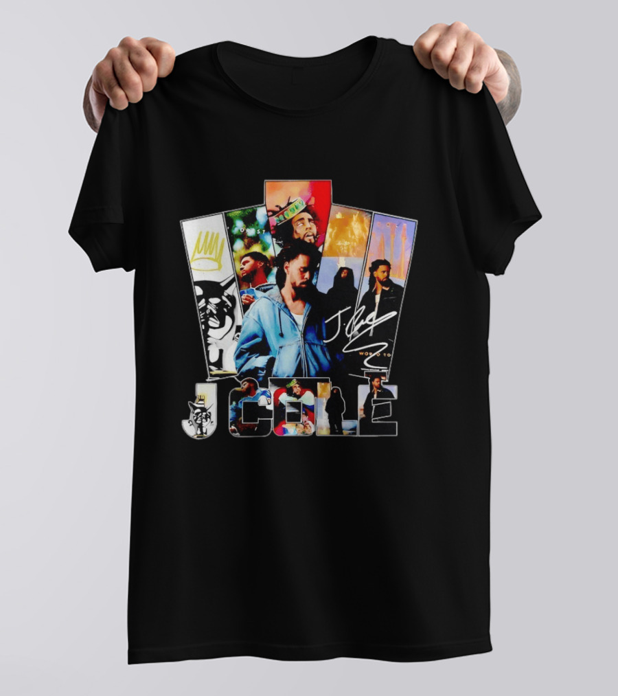 J Cole Woobst Collage Artwork With Crown And Signature T-Shirt