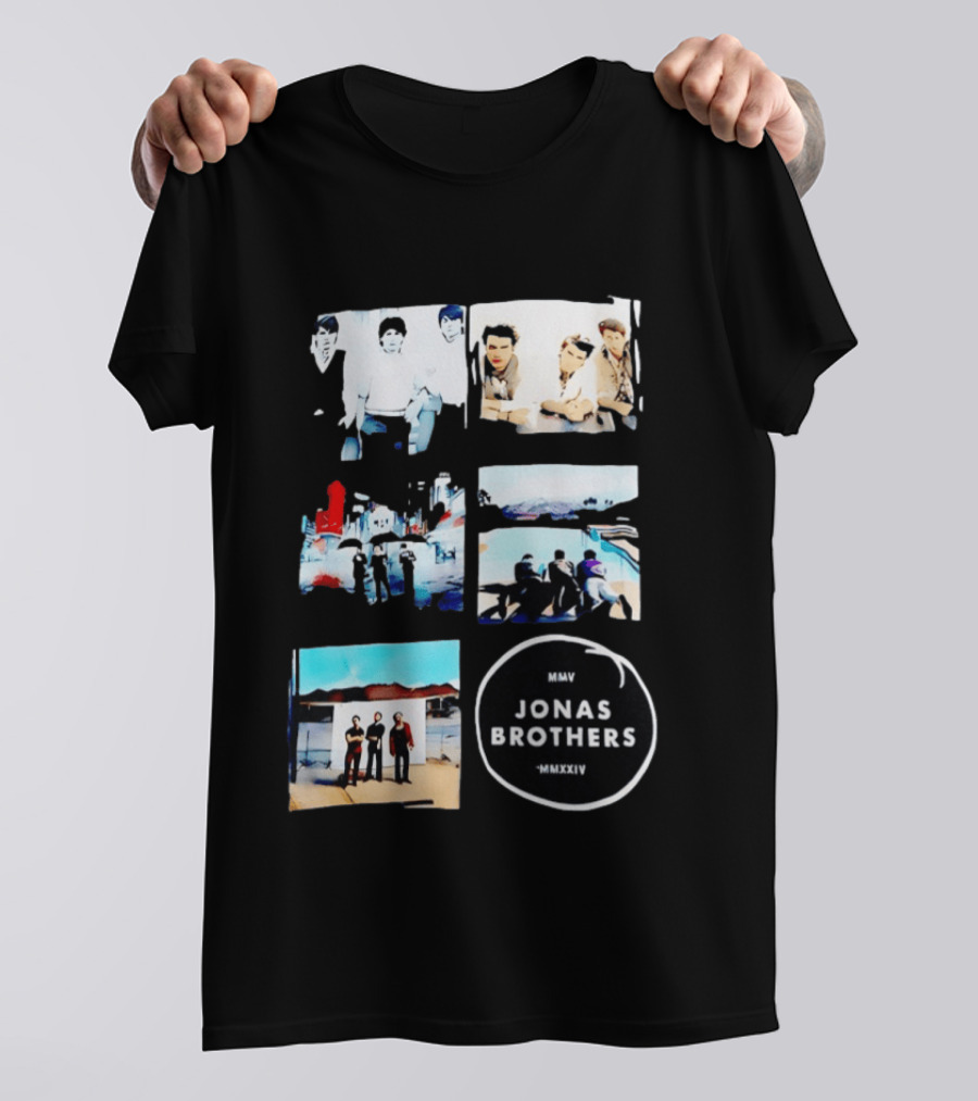 Jonas Brothers Collage MMV MMXXIV Music Band Photos Collection T-Shirt