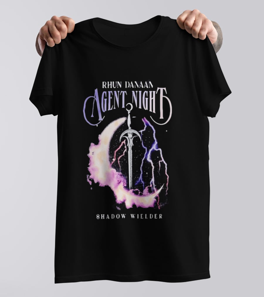 Rhun Danaan Agent Night Shadow Wielder Sword Moon Lightning T-Shirt