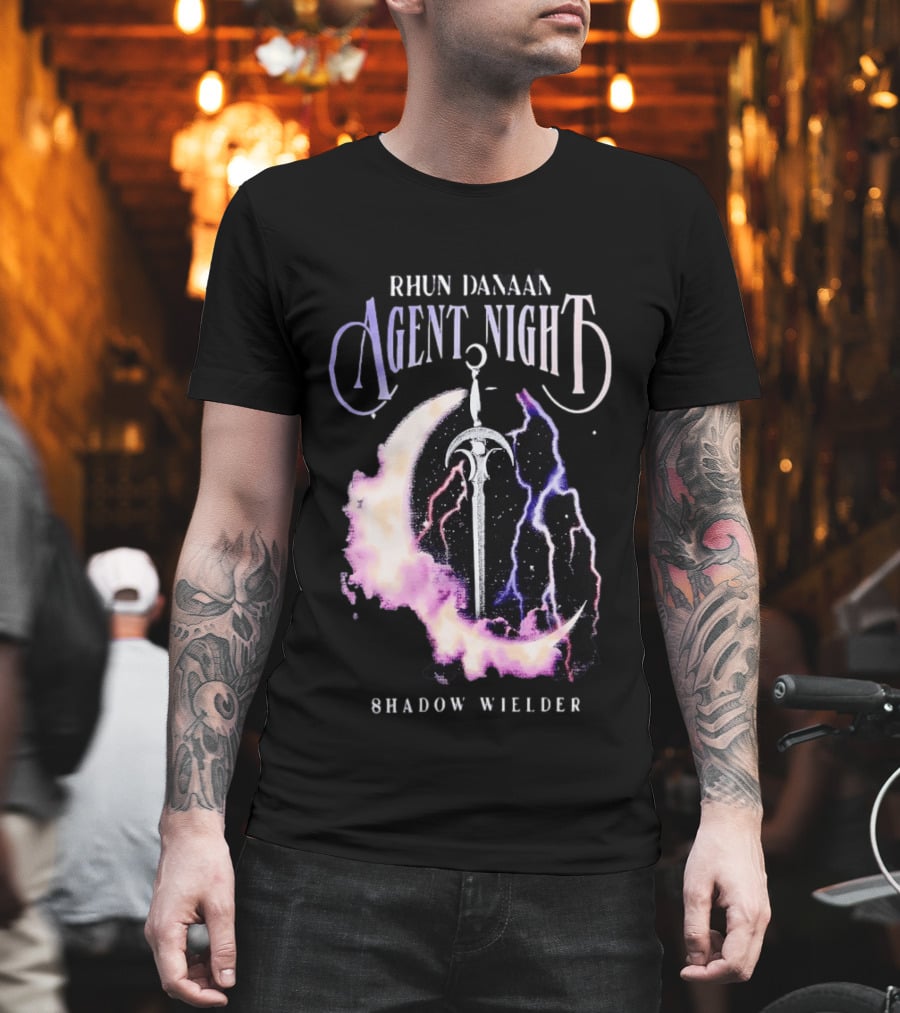 Rhun Danaan Agent Night Shadow Wielder Sword Moon Lightning T-Shirt