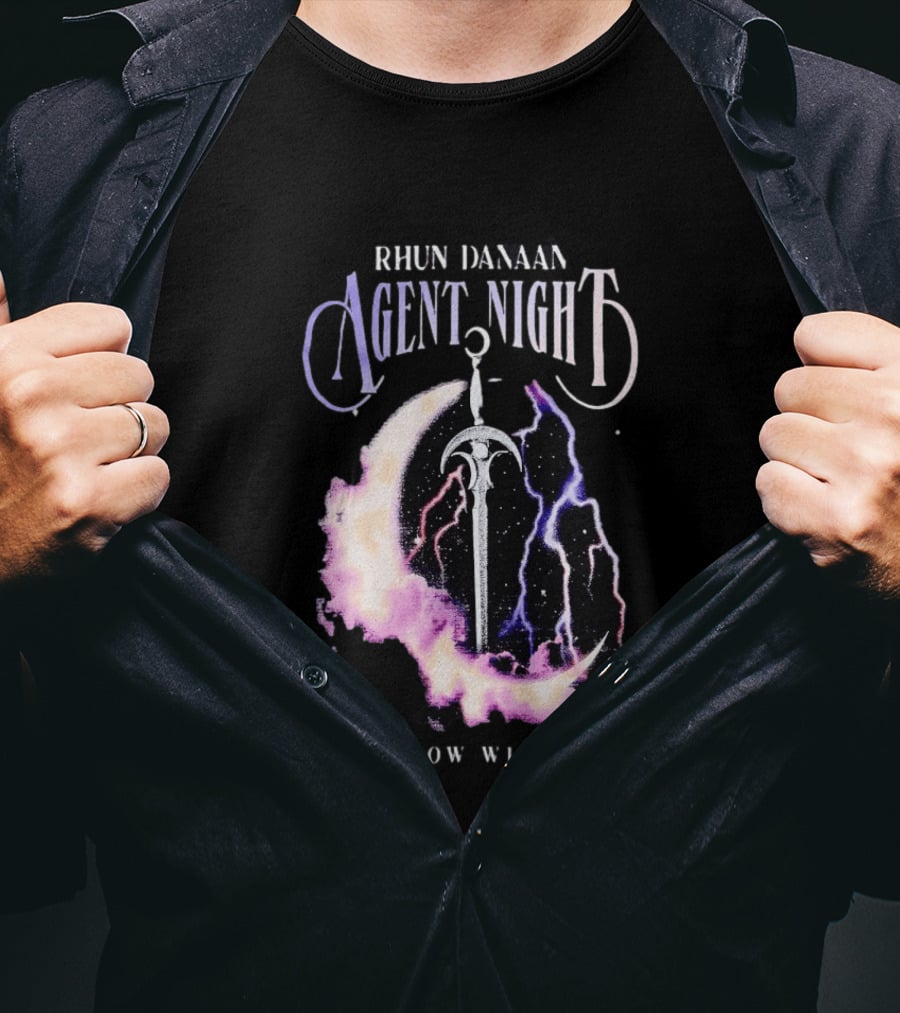 Rhun Danaan Agent Night Shadow Wielder Sword Moon Lightning T-Shirt