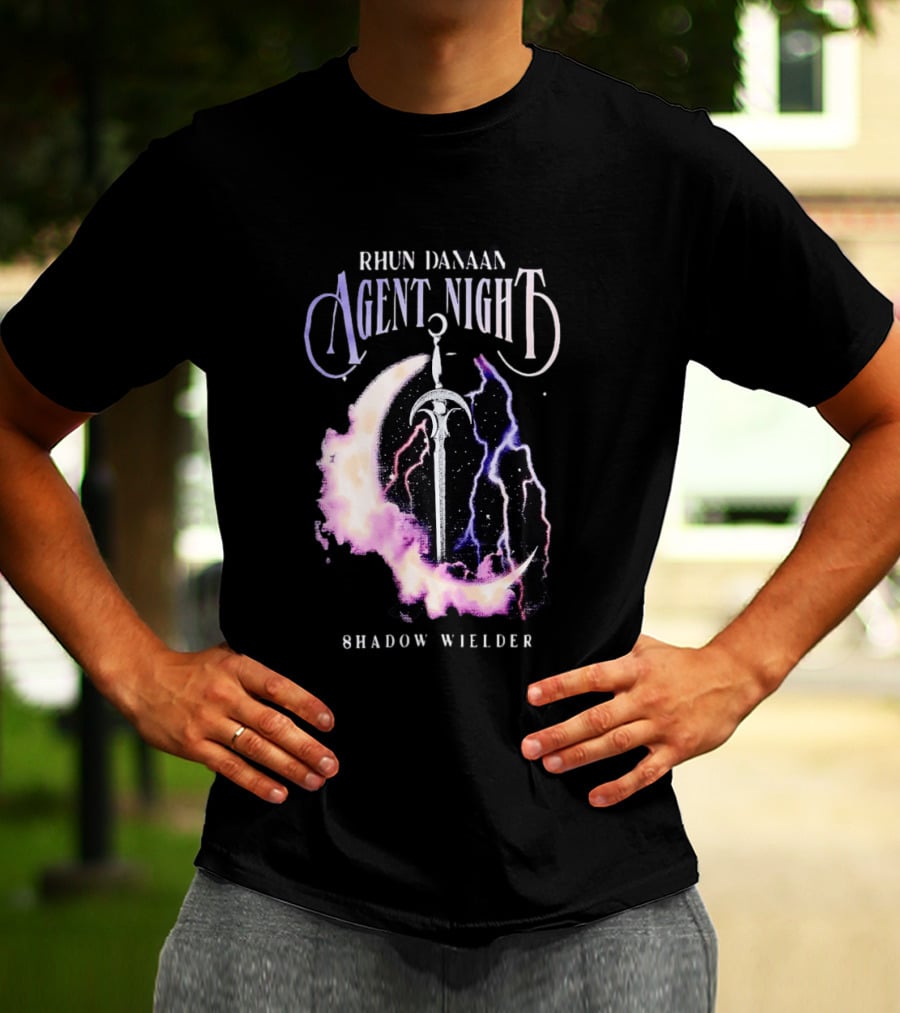 Rhun Danaan Agent Night Shadow Wielder Sword Moon Lightning T-Shirt
