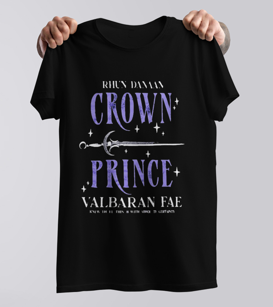 Rhun Danaan Crown Prince Valbaran Fae Sword Stars T-Shirt