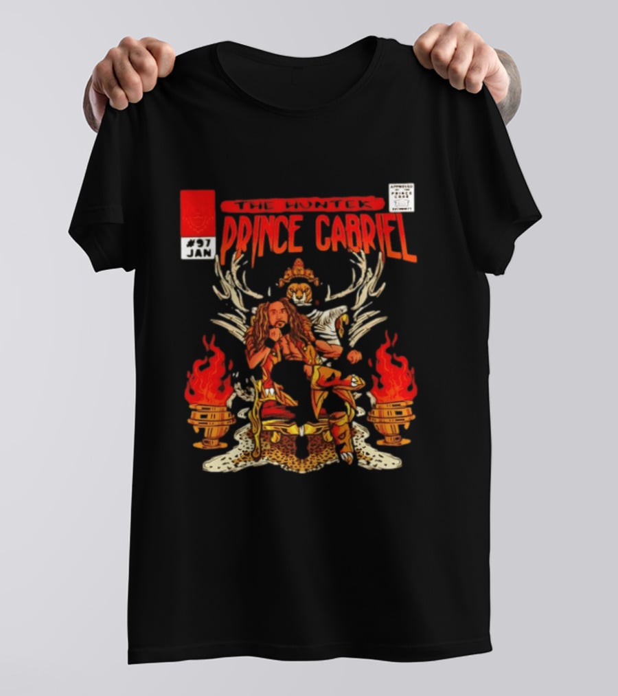 The Hunter Prince Gabriel 97 Jan Comic Book Cover Deer Antlers Flaming Torches T-Shirt