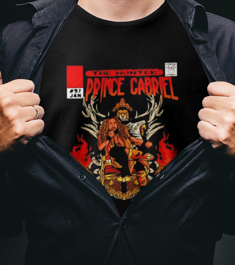 The Hunter Prince Gabriel 97 Jan Comic Book Cover Deer Antlers Flaming Torches T-Shirt